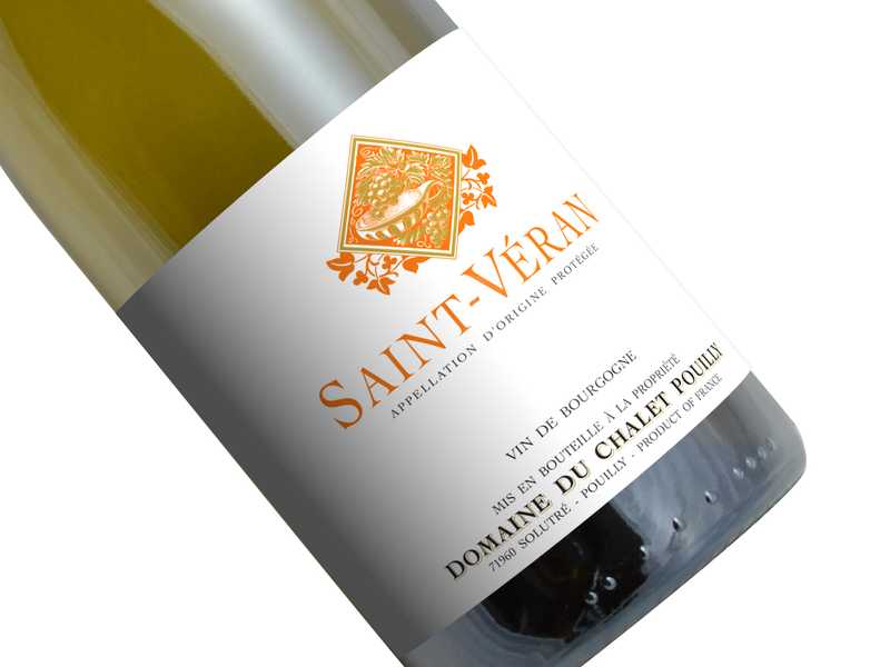 ** Preview. Download file for best image quality. **
 Depicts a bottle of Saint-Véran by Domaine du Chalet Pouilly